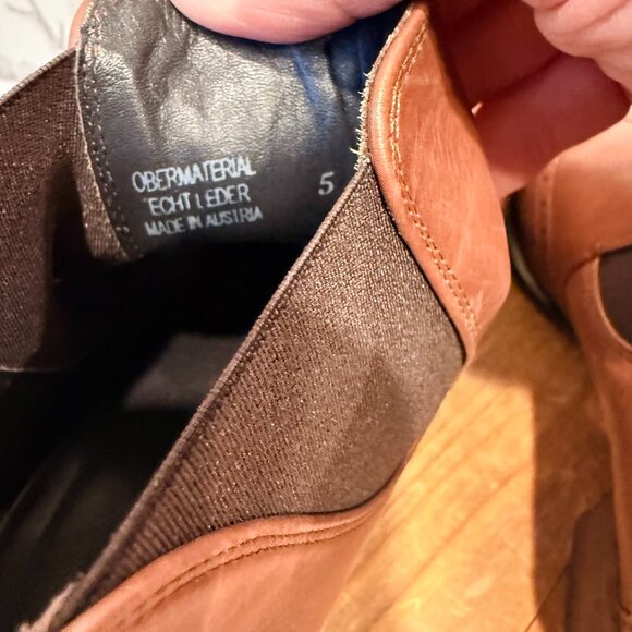 Paul Green Heeled Tan Leather Brogue Wingtip Chelsea Boots- Size 7.5 - Picture 7 of 9